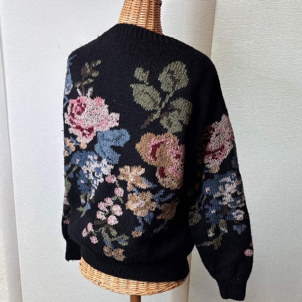 Vintage floral alpaca floral cottagecore Sweater Cardigan’s M/L - Picture 3 of 4